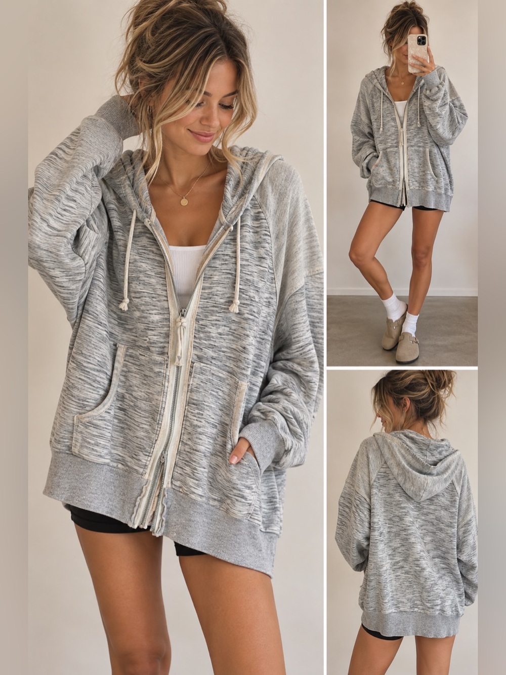 FP Movement by Free People Heather Grey Zip Hoodie